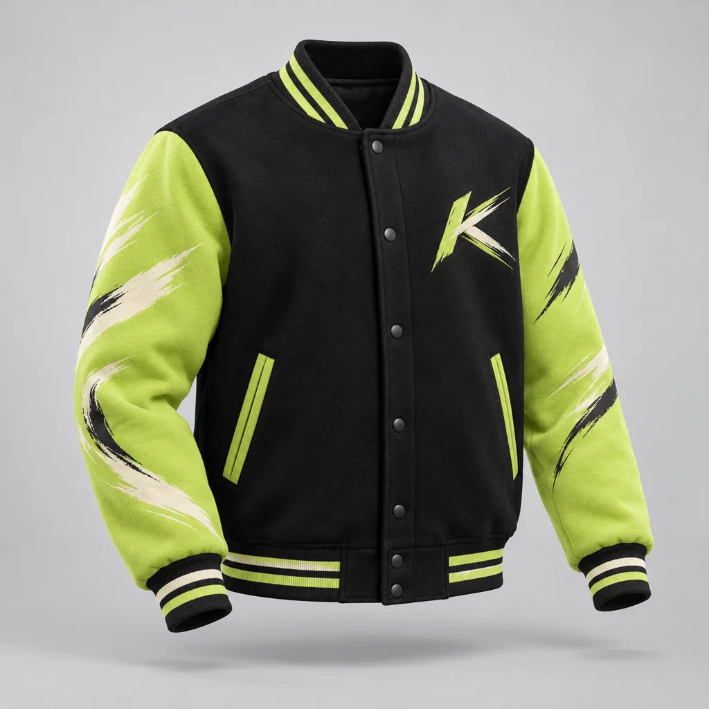 Acid Outline Jacket in Black / Lime, front view