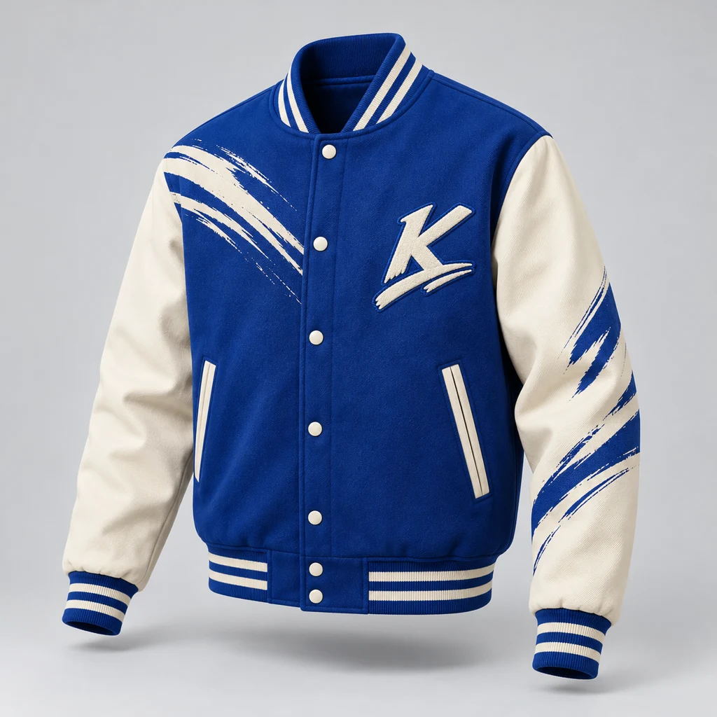 Cobalt Marker Jacket in Blue / Cream, front view
